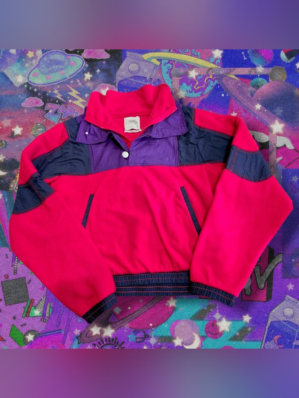 Urban Outfitters Red & Purple Colorblock Pullover Jacket